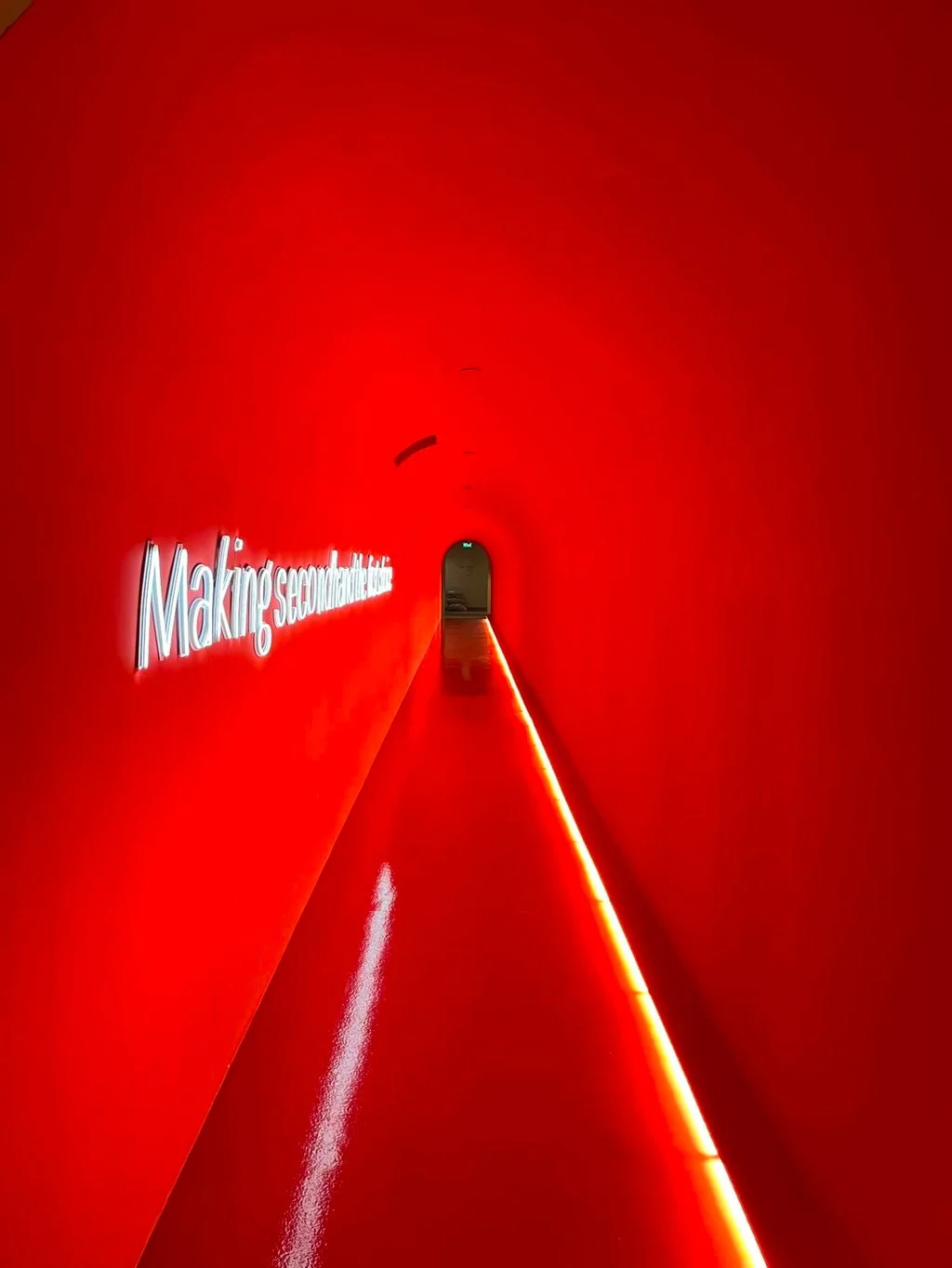 A red tunnel greets employees at Carousell’s Singapore office, showing the company’s mission to “make second-hand the first choice”. Photo: Jean Iau