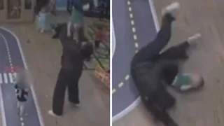 Moment daycare worker drops child after throwing him in the air