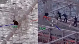 Heroic police officers scale Brooklyn Bridge to rescue woman