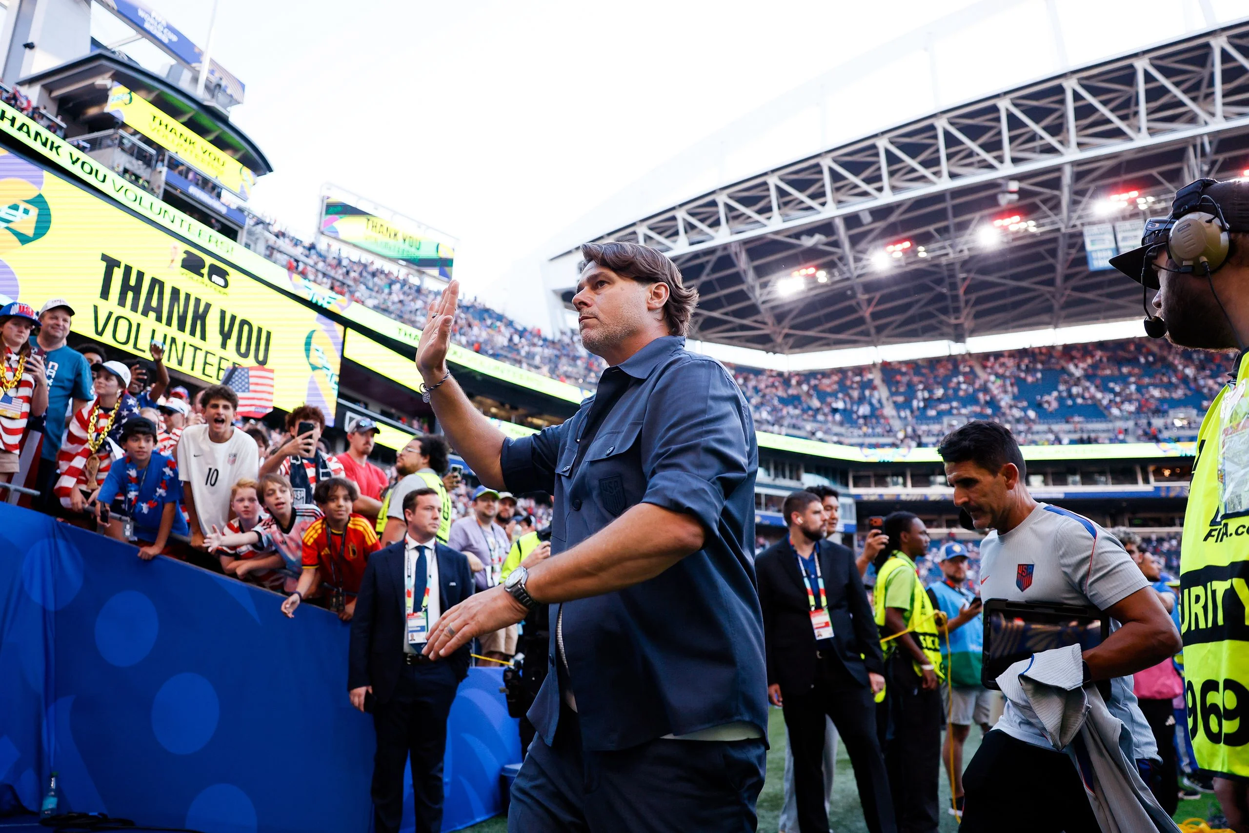 Mauricio Pochettino leaving the soccer stadium.