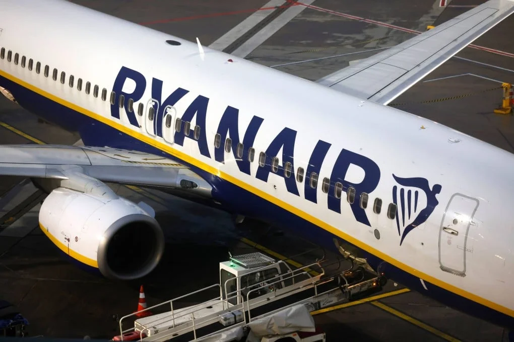 A Ryanair passenger plane is parked at Cologne in Germany. Greek media reported the incident had occurred over North Macedonia, and said the window had been broken by a piece of debris that detached from one of the plane’s engines. Photo: dpa