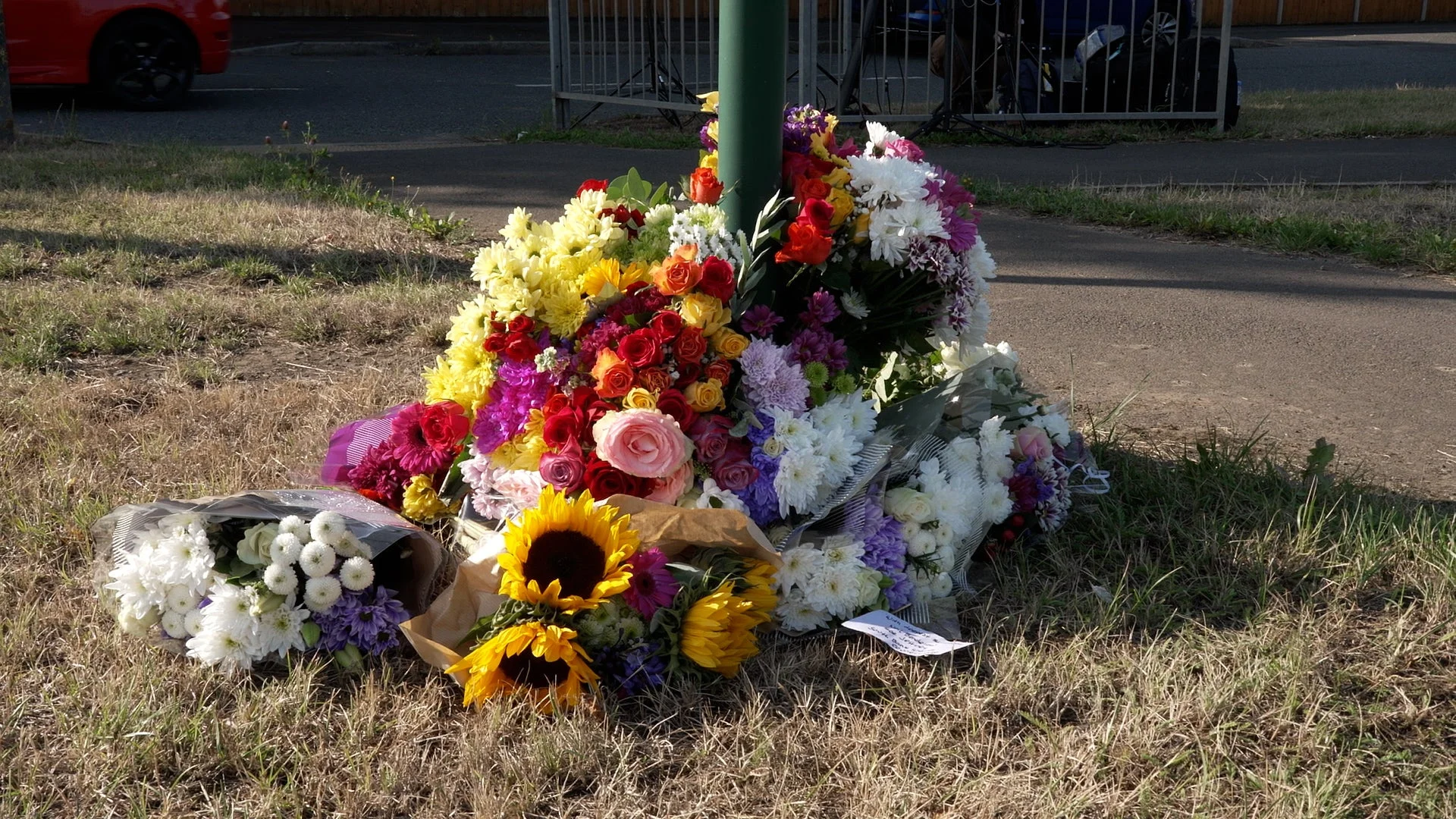 Flowers left near the scene on the A66 in South Bank
