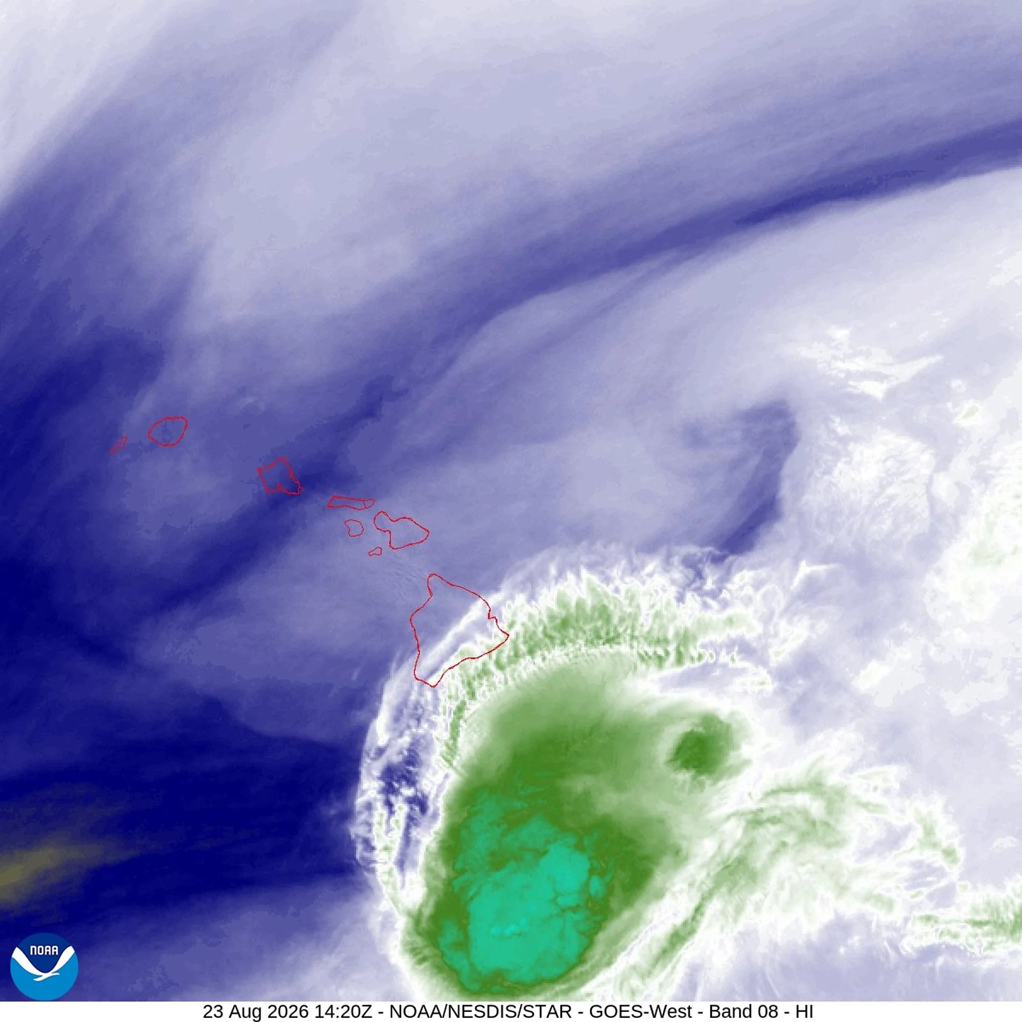 NOAA satellite image taken Sunday, Aug. 23, 2026
