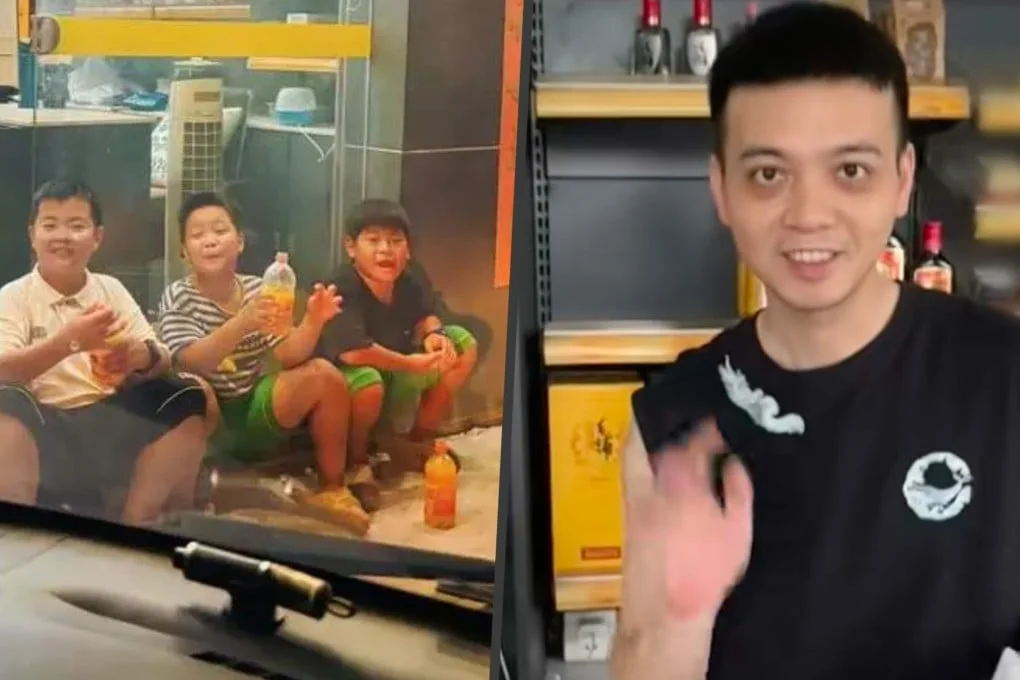 After learning about their neighbourhood store’s impending closure, three young boys pooled their resources, contributing a total of 10.5 yuan (US$1.5) to help the owner. Photo: SCMP composite/Douyin