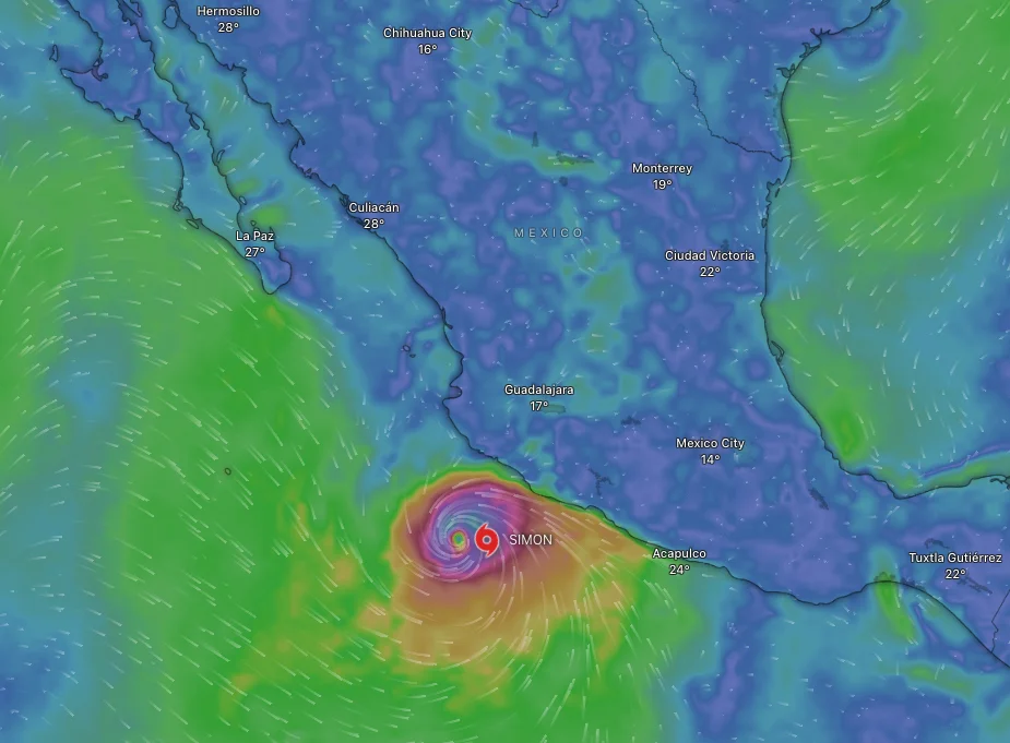 Hurricane Simon is making its way to the Mexican coast