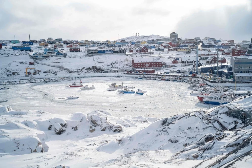 Ice traps the port of Ilulissat, Greenland, in March. President Donald Trump said on Wednesday that mineral and energy exploration in Greenland is preparing to begin. Photo: AFP